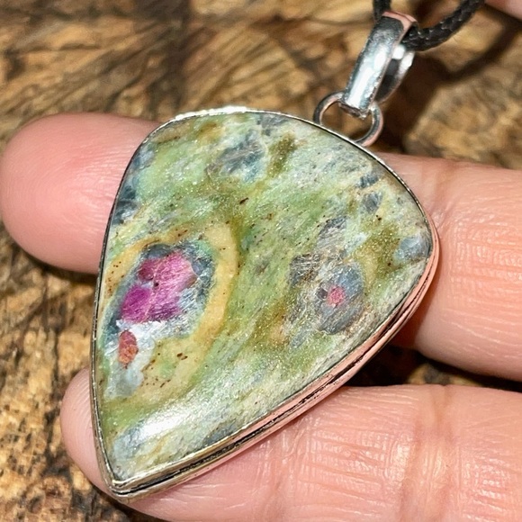 Teardrop Ruby Fuchsite Pendant 2” - Picture 3 of 10